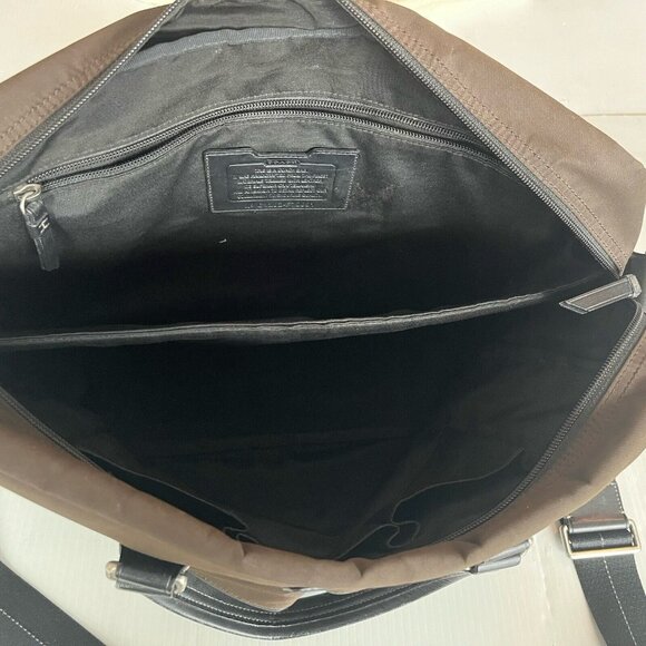 COACH VARICK Brown Nylon Briefcase Messenger Travel Bag Leather Trim F70681 VGUC - Picture 8 of 10